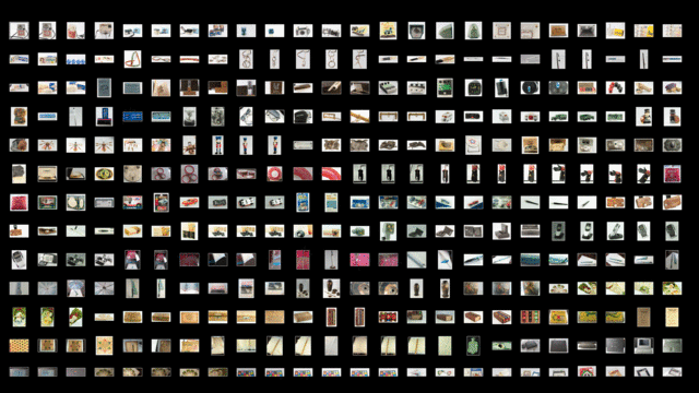 animated gif of 42 screen captures of very small images in a 24x18 grid on black background