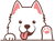 tiny sketch of a samoyed face with lolling tongue