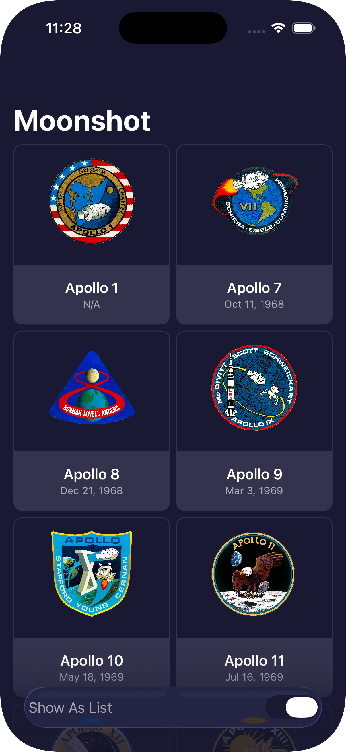screencap of grid view of opening page