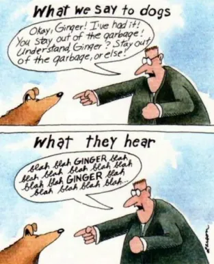 classic Far Side cartoon “What we say to dogs”