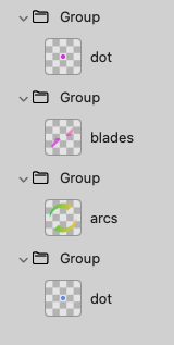 each component in its own layer in its own ‘Group’